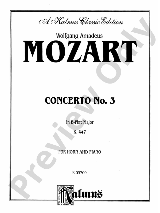 Mozart Concerto No 3 In E Flat Major K 447 French Horn Part S