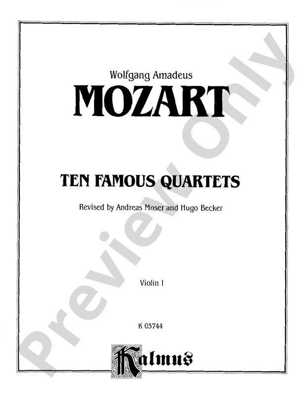 Ten Famous Quartets K