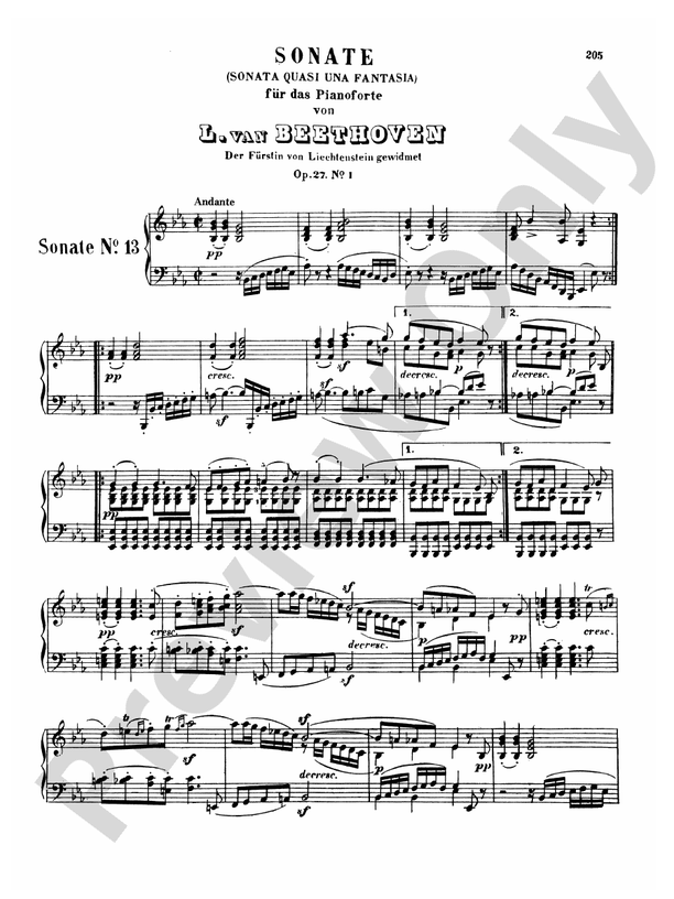 Beethoven Sonatas Urtext Volume IB Sonata No 13 Opus 27 No 1