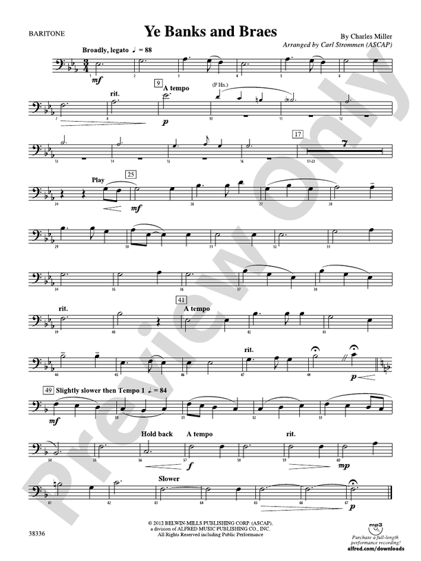 Ye Banks And Braes Baritone B C Baritone B C Part Digital Sheet