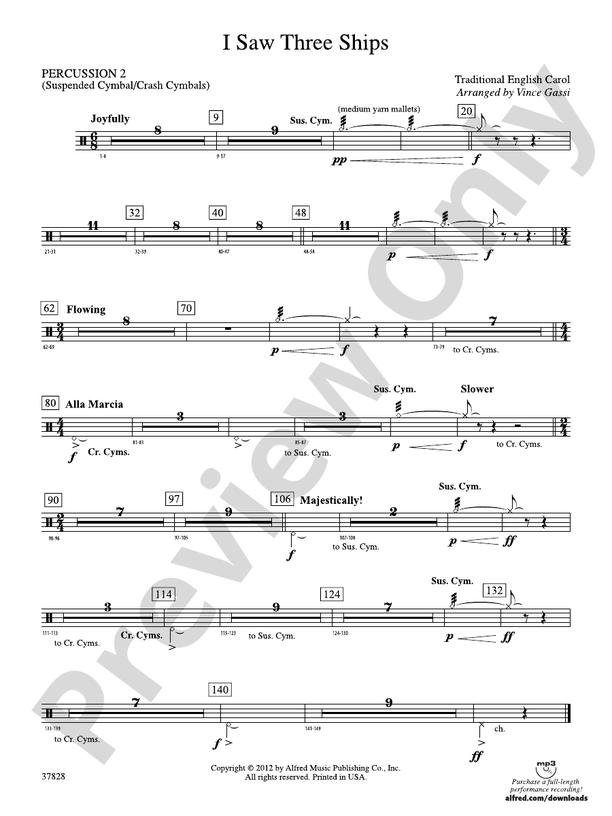 I Saw Three Ships 2nd Percussion 2nd Percussion Part Digital Sheet