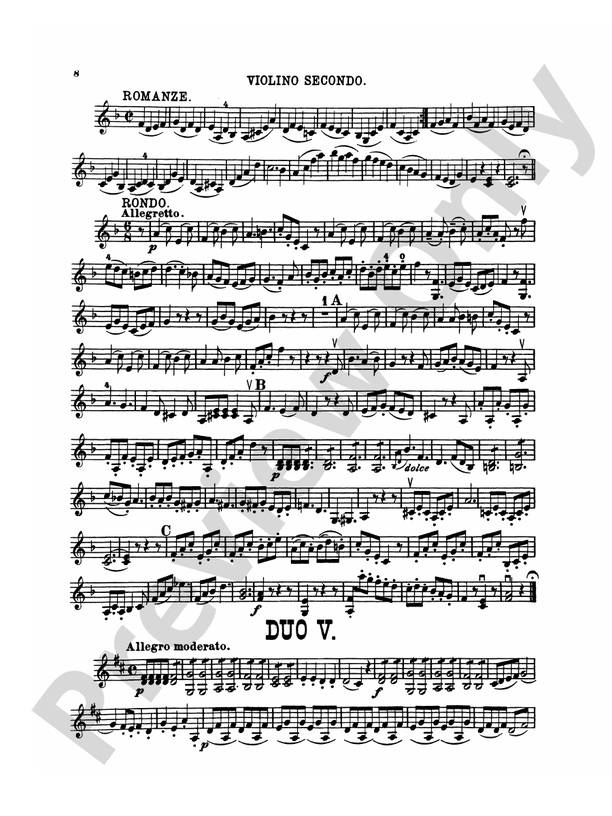 Pleyel Six Duets Op 8 Duet No 5 Violin II Part Digital Sheet