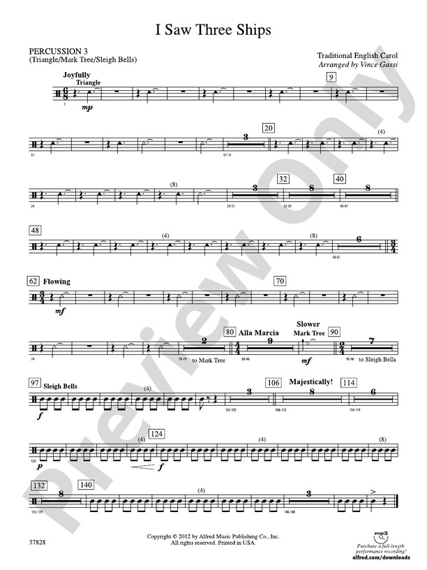 I Saw Three Ships Rd Percussion Rd Percussion Part Digital Sheet