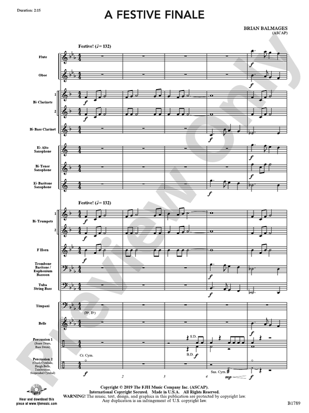 A Festive Finale Score Concert Band Conductor Score Brian Balmages