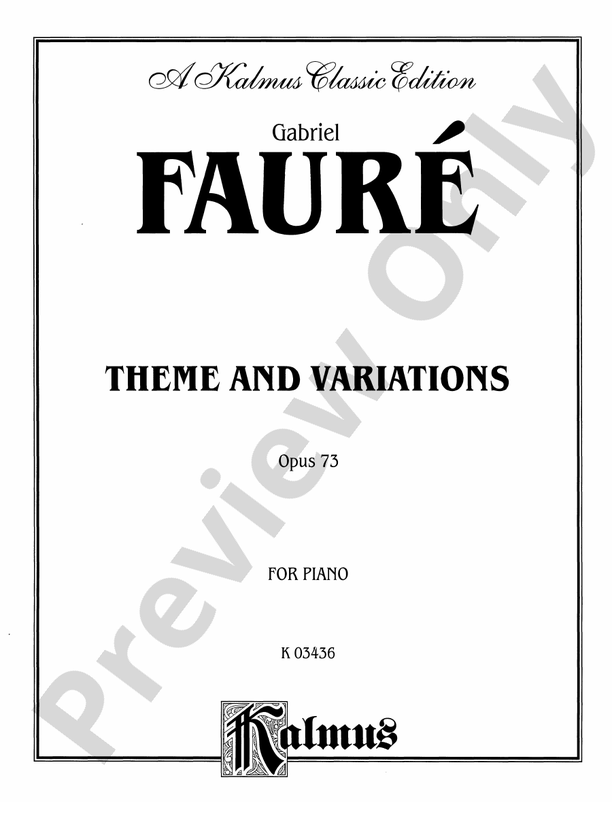 Faur Theme And Variations Op Theme And Variations Op Part