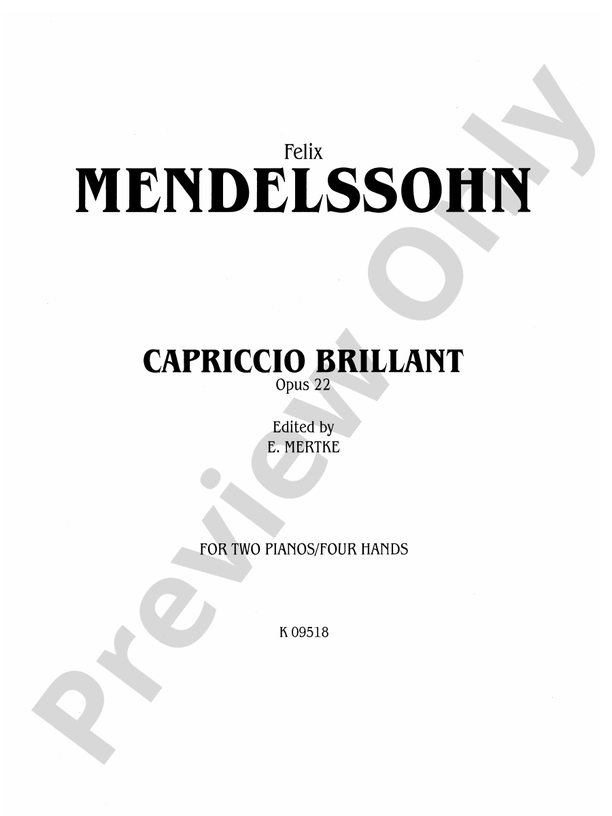 Mendelssohn Capriccio Brillante Op Piano Duo Pianos Hands