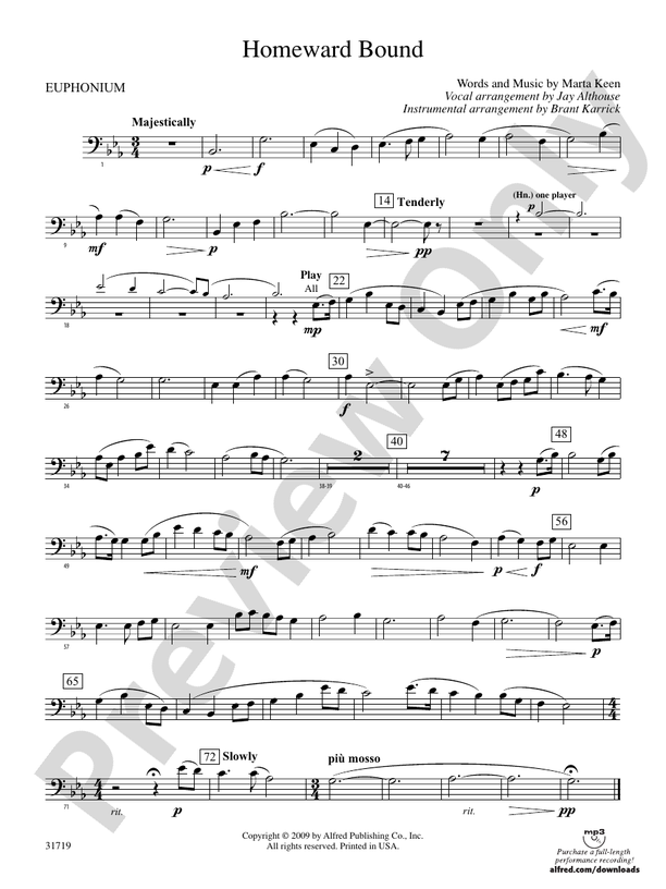 Homeward Bound Baritone B C Baritone B C Part Digital Sheet Music