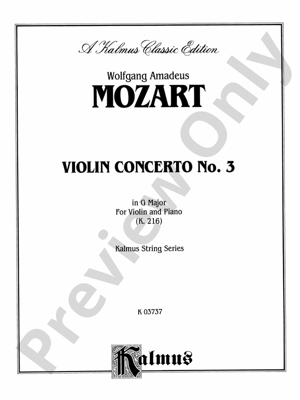 Mozart Violin Concerto No 3 In G Major K 216 Violin Concerto No 3