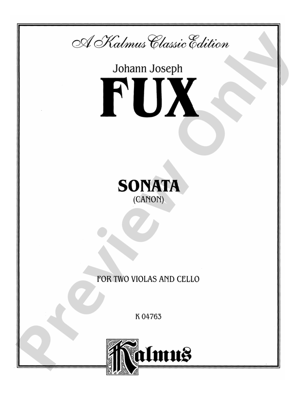 Fux Sonata Canon For Two Violas And Basso Continuo Sonata Piano