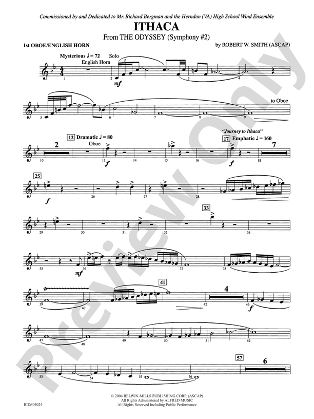 Ithaca From The Odyssey Symphony No Oboe Oboe Part Digital