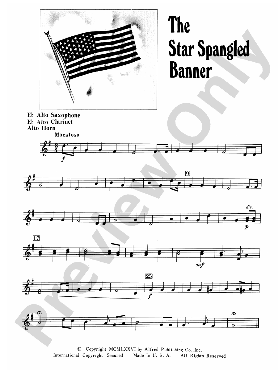 The Star Spangled Banner E Flat Alto Saxophone E Flat Alto Saxophone