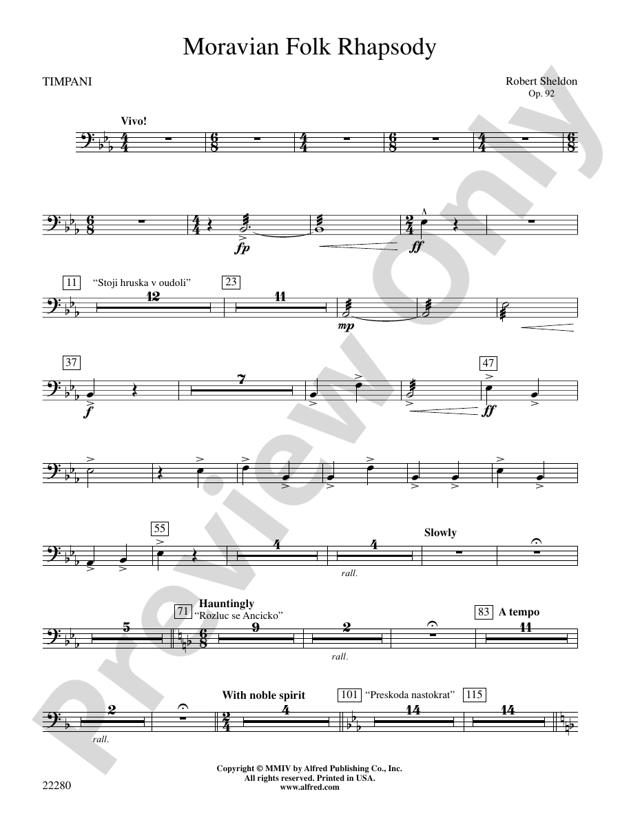 Moravian Folk Rhapsody Timpani Timpani Part Digital Sheet Music