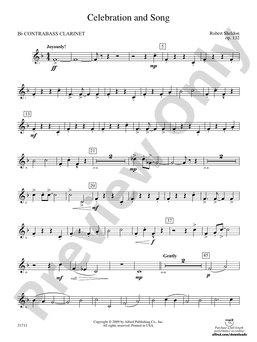 Celebration And Song Wp B Flat Contrabass Clarinet Wp B Flat