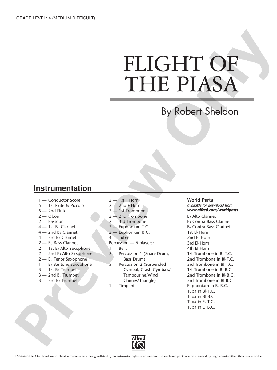 Flight Of The Piasa Concert Band Conductor Score Parts Robert