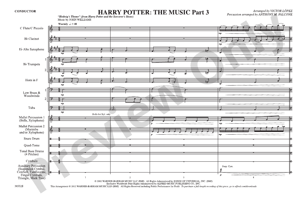 Harry Potter The Music Part 3 Marching Band Conductor Score Parts