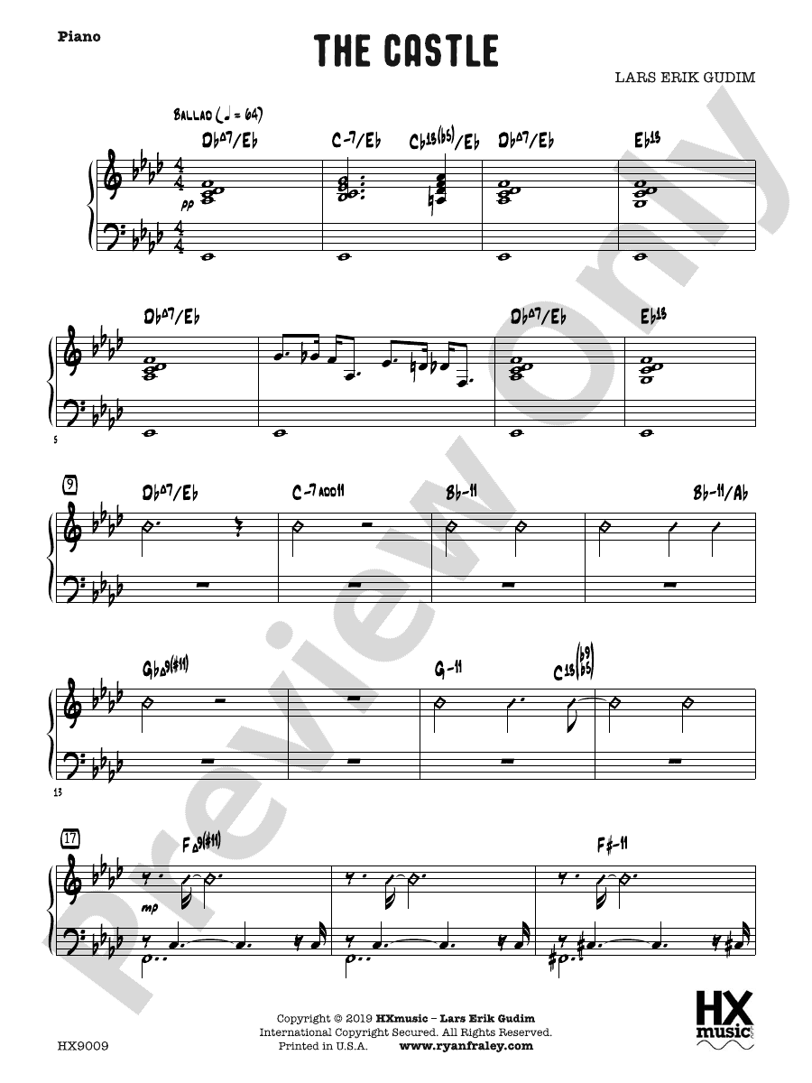 The Castle Piano Piano Part Lars Erik Gudim Digital Sheet Music