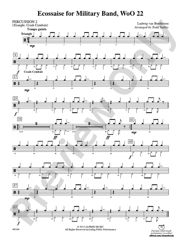 Ecossaise for Military Band, WoO 22: 2nd Percussion