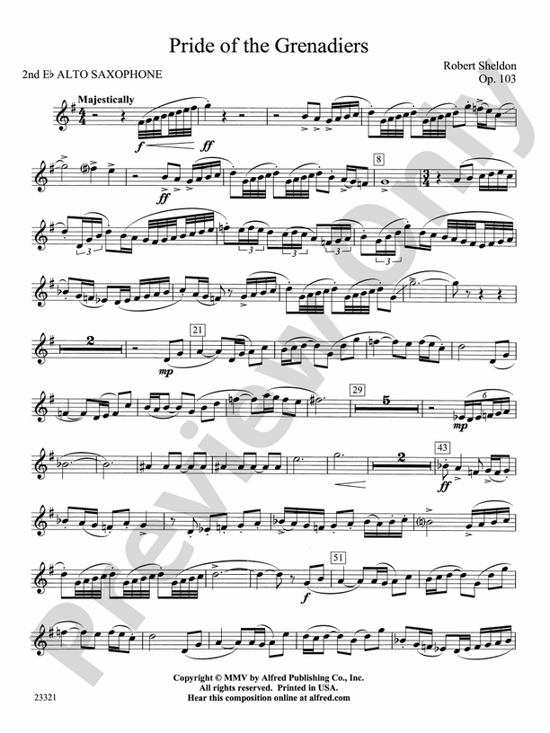 Pride of the Grenadiers 2nd Eflat Alto Saxophone 2nd Eflat Alto