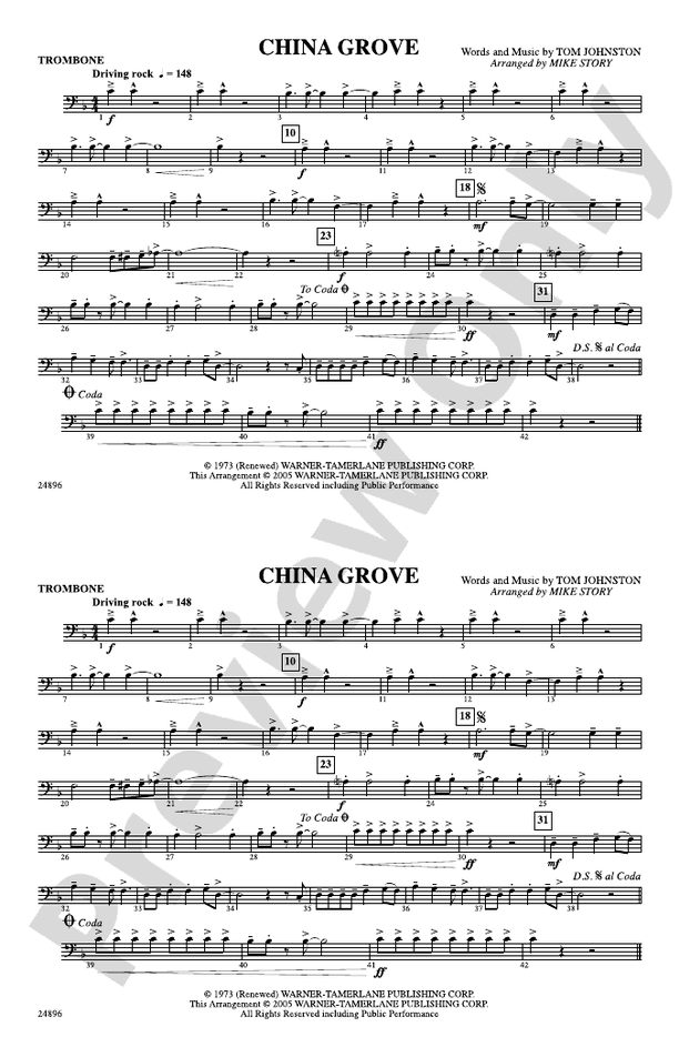 China Grove: 1st Trombone