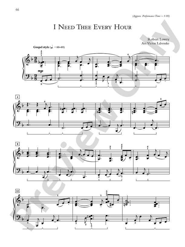 I Need Thee Every Hour - Piano Solo