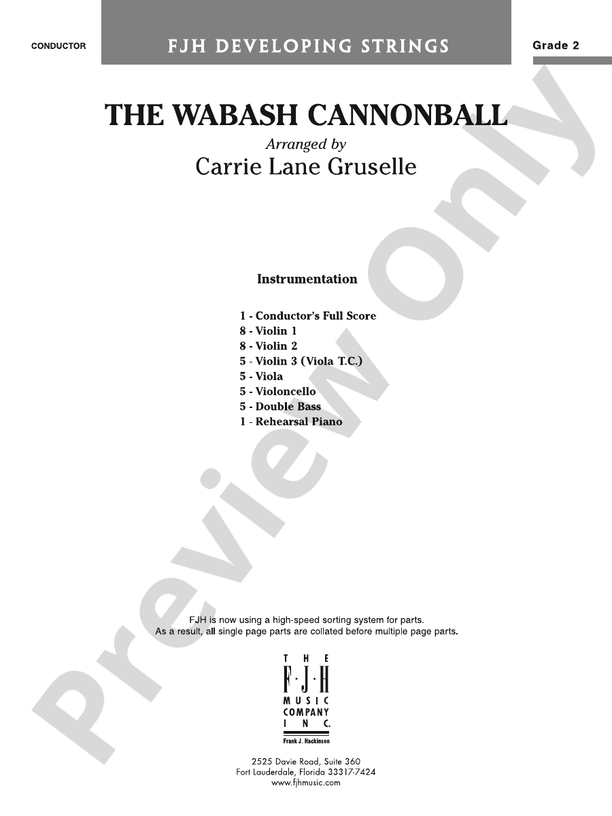 The Wabash Cannonball: - Digital Sheet Music Download