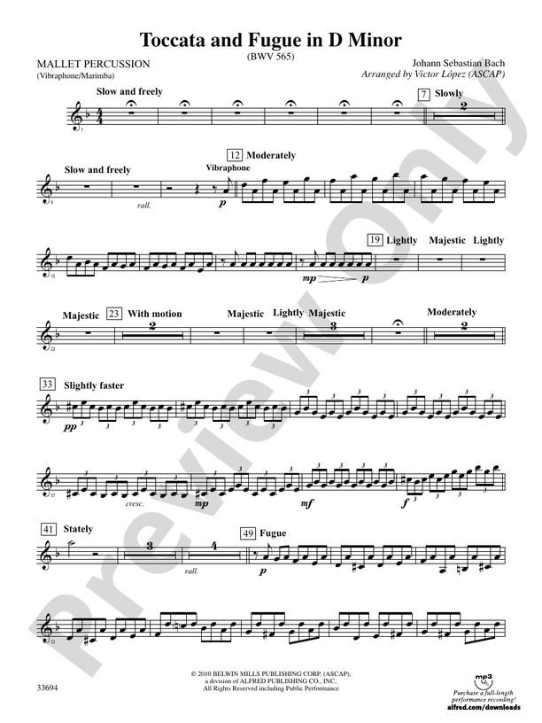 Toccata And Fugue In D Minor Guitar Tab Toccata and Fugue in D Minor: Mallets: Mallets Part - Digital Sheet