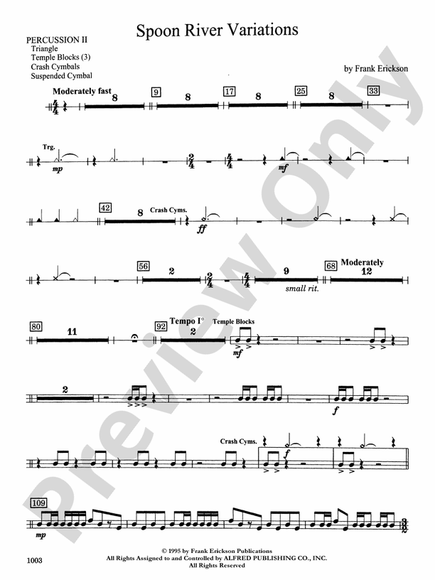 Spoon River Variations 2nd Percussion 2nd Percussion Part Digital