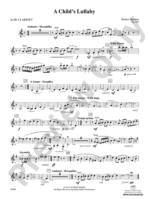 A Child's Lullaby: 1st B-flat Clarinet