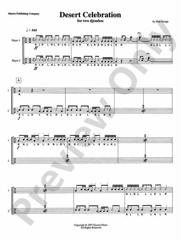 Desert Celebration for Two Djembes 2nd Percussion 2nd Percussion Part