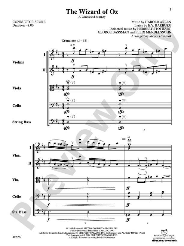 The Wizard of Oz: Score: String Orchestra Score - Digital Sheet Music ...