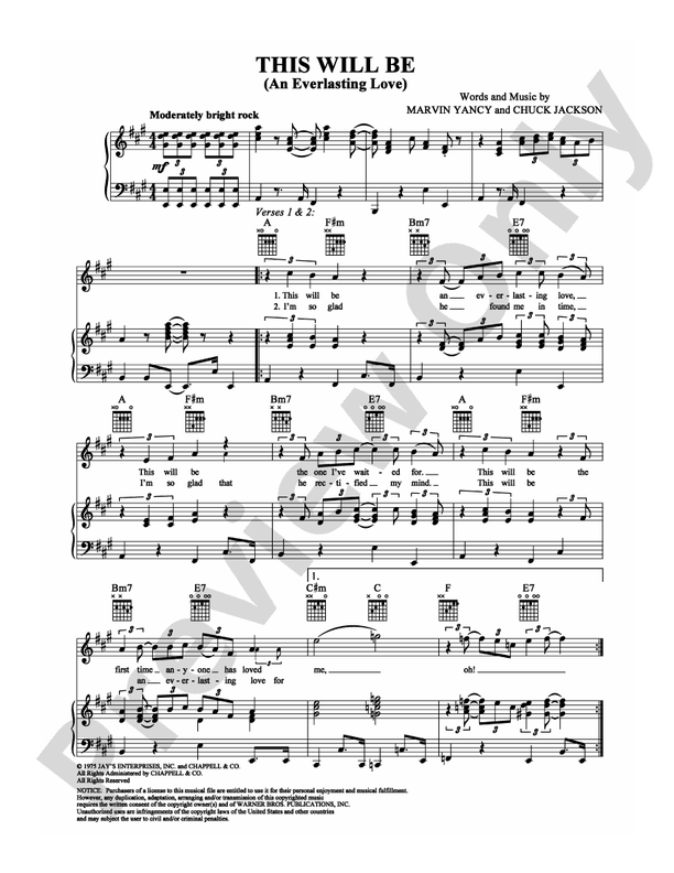 This Will Be An Everlasting Love Piano Vocal Chords Natalie Cole
