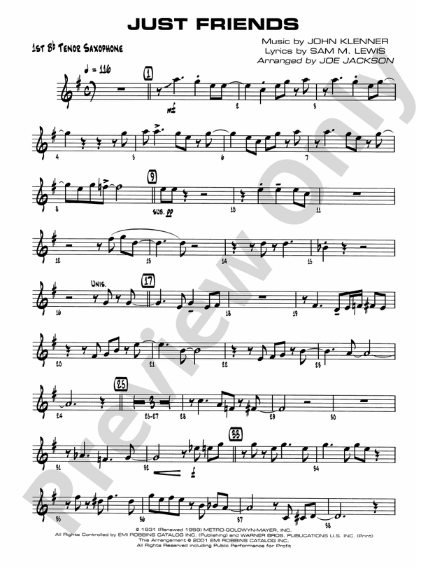 ビッグバンド楽譜「JUST FRIENDS」DOC SEVERINSEN Just Friends by Rob McConnell - Big Band - Sheet Music