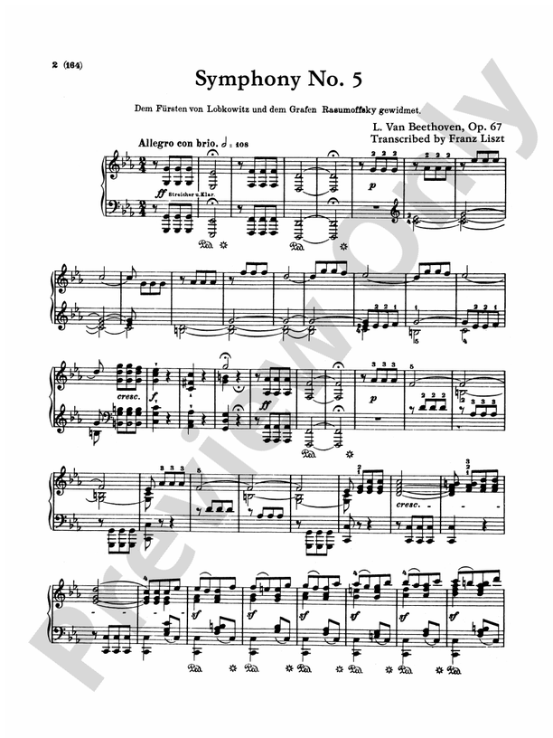 Beethoven Symphonies (Nos. 15) (Arr. Franz Liszt) Symphony No. 5, Op