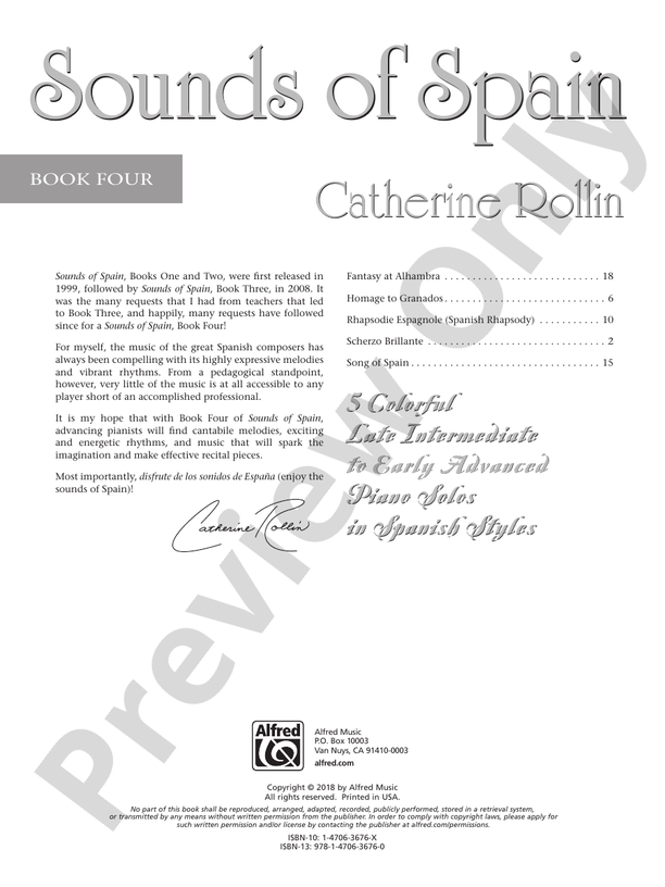 Sounds of Spain, Book 4: 5 Colorful Late Intermediate to Early Advanced Piano Solos in Spanish Styles