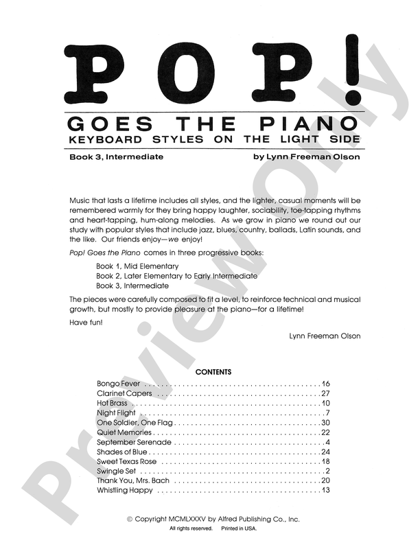 Pop! Goes the Piano, Book 3: Keyboard Styles on the Light Side