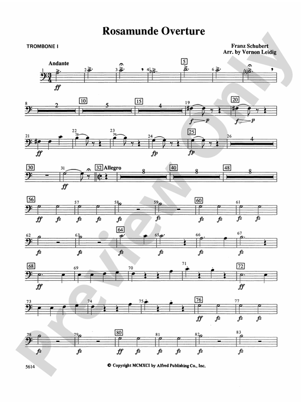 Rosamunde Overture, Opus 26 1st Trombone 1st Trombone Part Digital