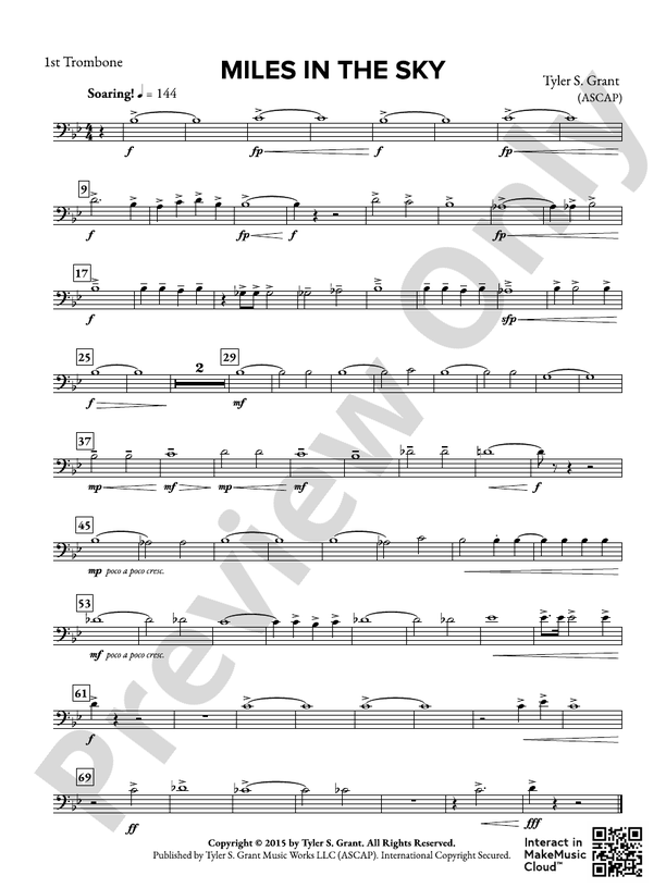 Miles in the Sky 1st Trombone 1st Trombone Part Digital Sheet Music