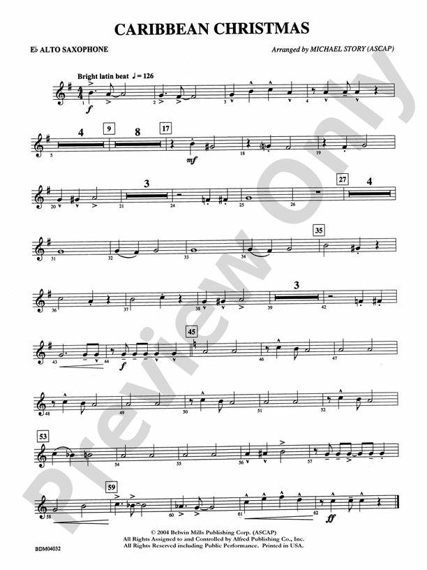 Caribbean Christmas Eflat Alto Saxophone Eflat Alto Saxophone Part