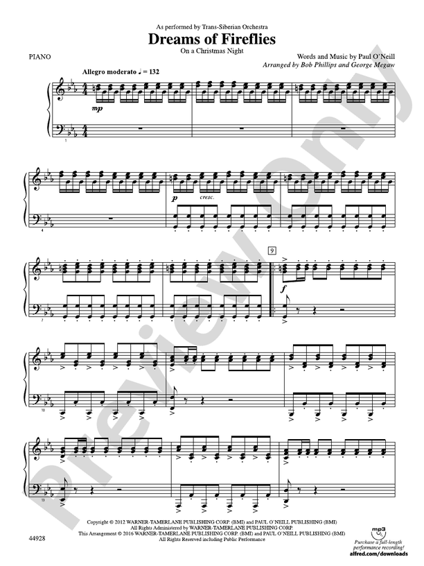 Dreams of Fireflies (On a Christmas Night) Piano Piano