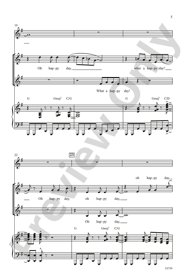 Oh Happy Day Ssa Choral Octavo Edwin R Hawkins Digital Sheet Music