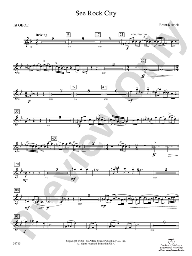 See Rock City Oboe Oboe Part Digital Sheet Music Download
