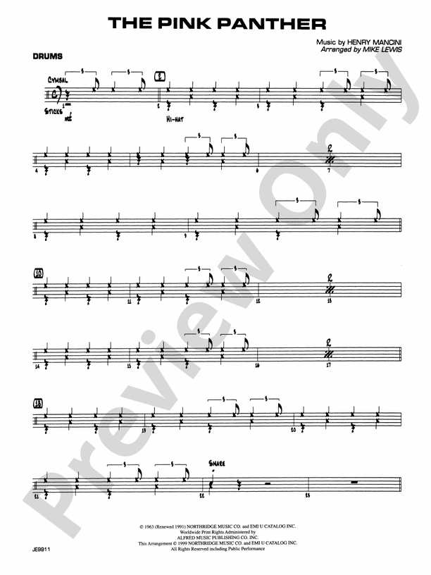 The Pink Panther: Drums: Drums Part - Digital Sheet Music Download