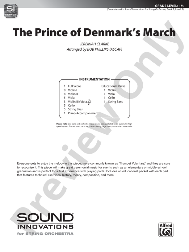 The Prince of Denmark's March: Score