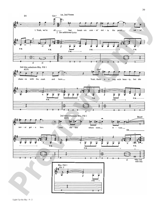 Light Up the Sky Guitar Van Halen Digital Sheet Music Download