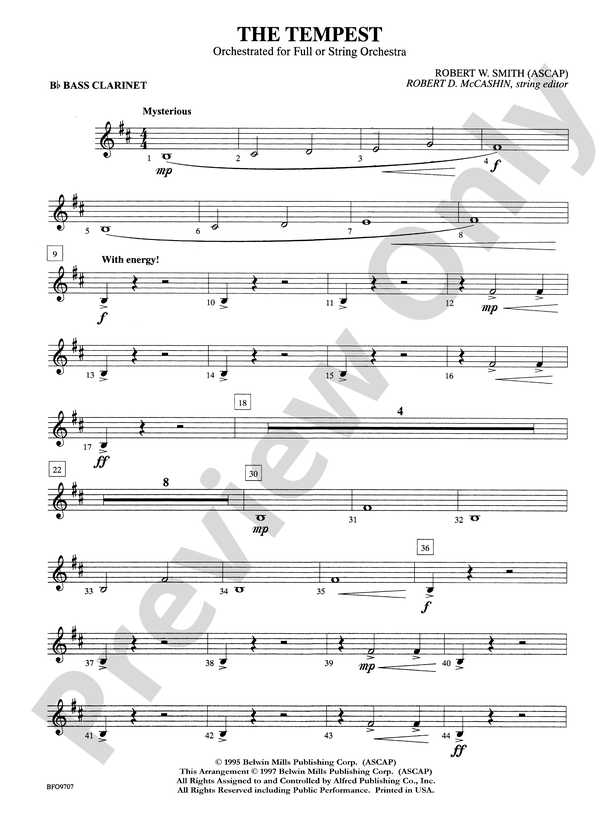 The Tempest B Flat Bass Clarinet B Flat Bass Clarinet Part Digital Sheet Music Download 