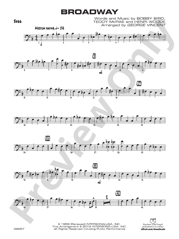 Broadway String Bass String Bass Part Digital Sheet Music Download