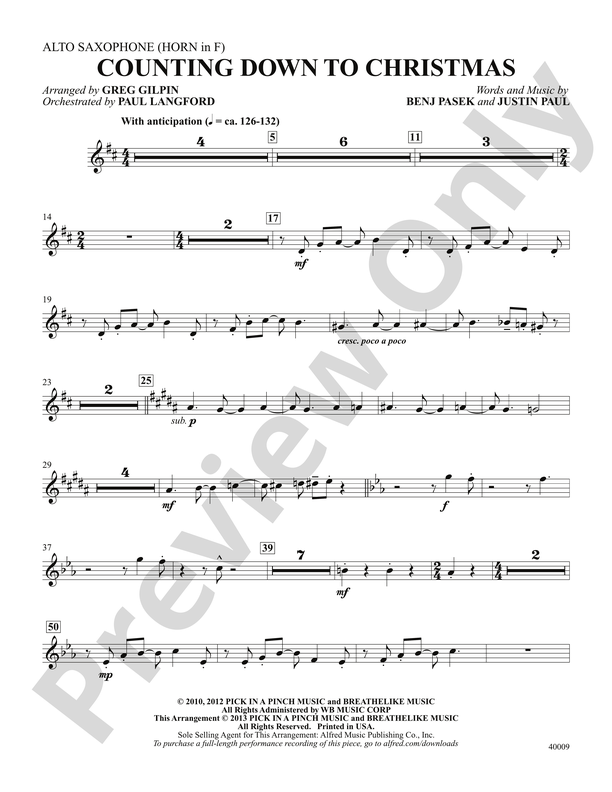 Counting Down to Christmas (from A Christmas Story: The Musical): E-flat Alto Saxophone
