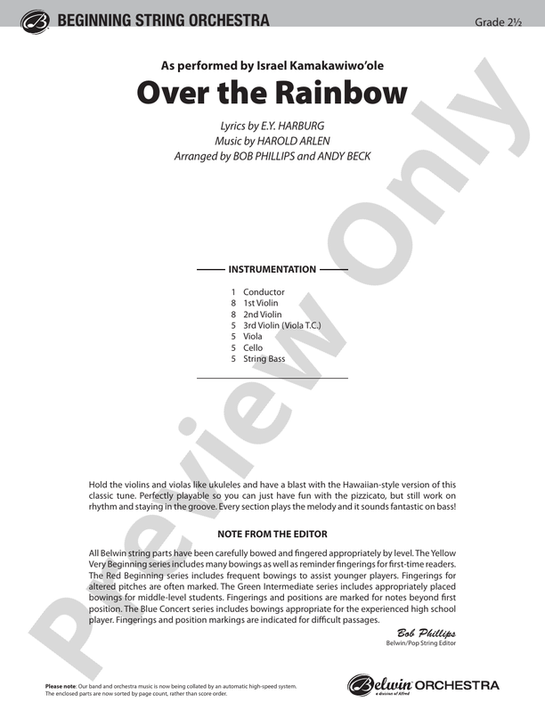Over the Rainbow: Score: String Orchestra Score - Digital