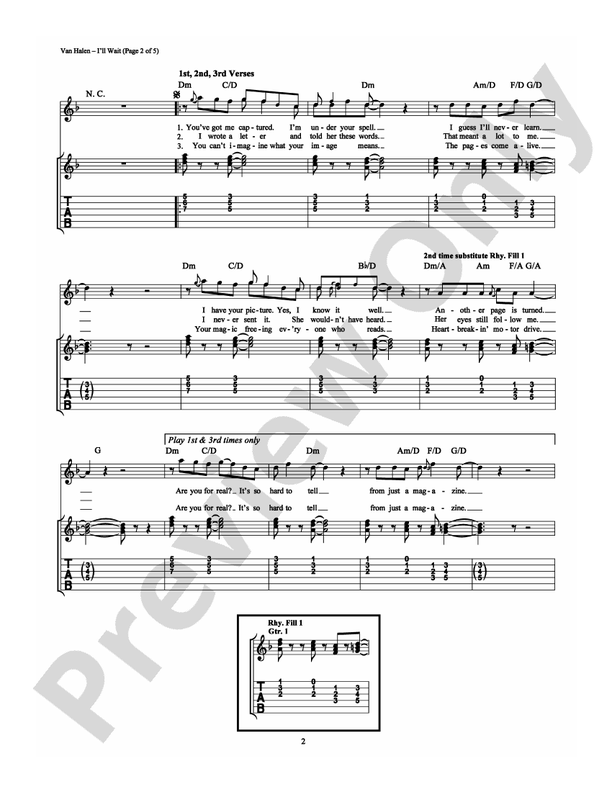I'll Wait: Guitar TAB: Van Halen - Digital Sheet Music Download