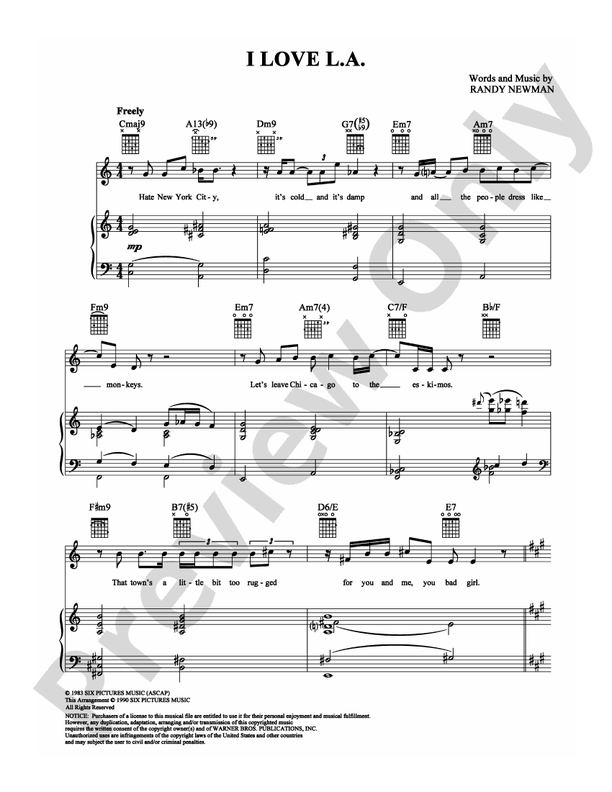 I Love L.A.: Piano/Vocal/Chords: Randy Newman - Digital Sheet